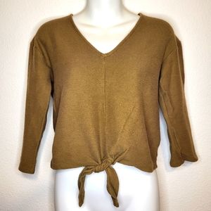 Madewell Texture & Thread tie front top in asparagus size Small